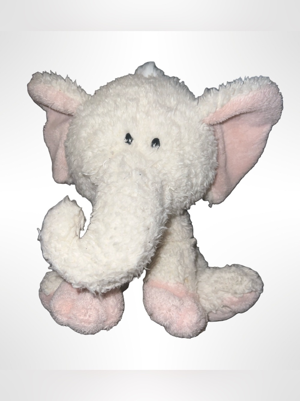 Vintage FAO Schwarz Crème Pink Melvin Elephant Stuffed sherpa-style fur Plush